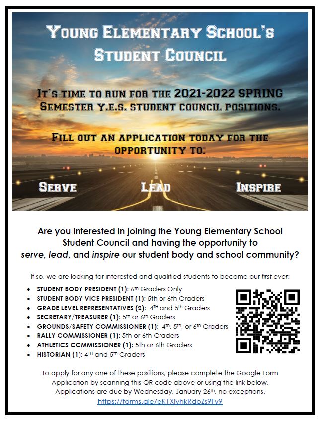 Flier on applying for a student council position for the spring semester